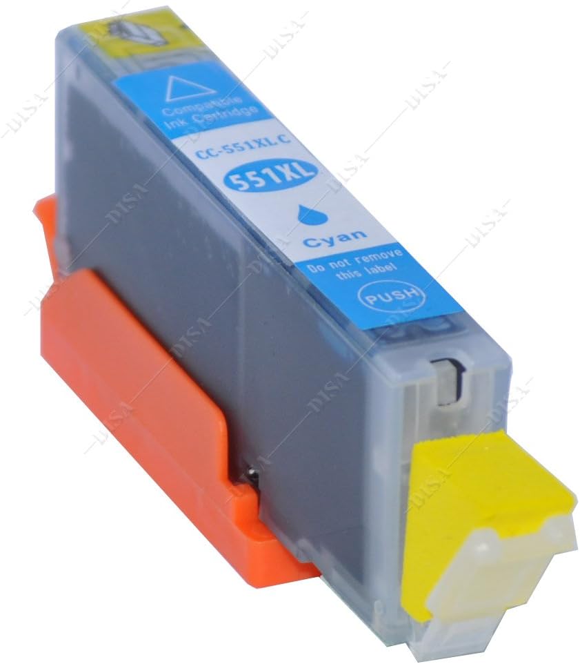 1x CLI-551 °C Cyan with Chip Compatible Ink Cartridge for Canon Pixma IP Series IP7200 Series/IP7250/IP8750/IP8700 Series