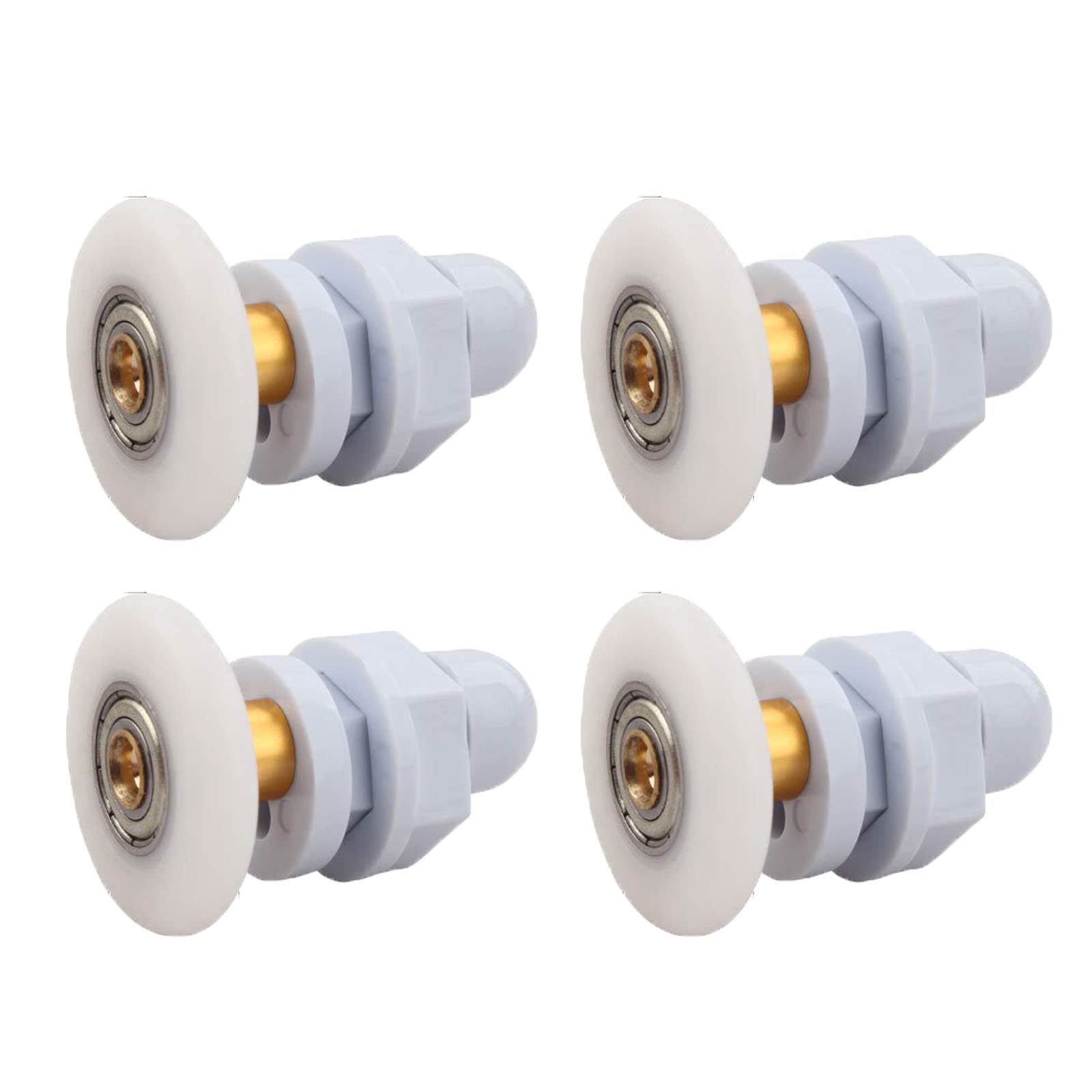 Qikuver 4PCS Shower Door Rollers, Copper Rod Pulley, Strong Load-Bearing Capacity, Ultra-Quiet Shower Glass Door Rollers Replacement, for The Bathroom Glass Sliding Door Pulleys/Wheels (29MM)