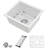 18 Granite Composite Bar Sink - Donsdey 18&rdquo;&times;16&rdquo; Undermount Granite Kitchen Sink White Quartz Classic Composite Under Counter Single Bowl Bar Prep RV Sinks Basin