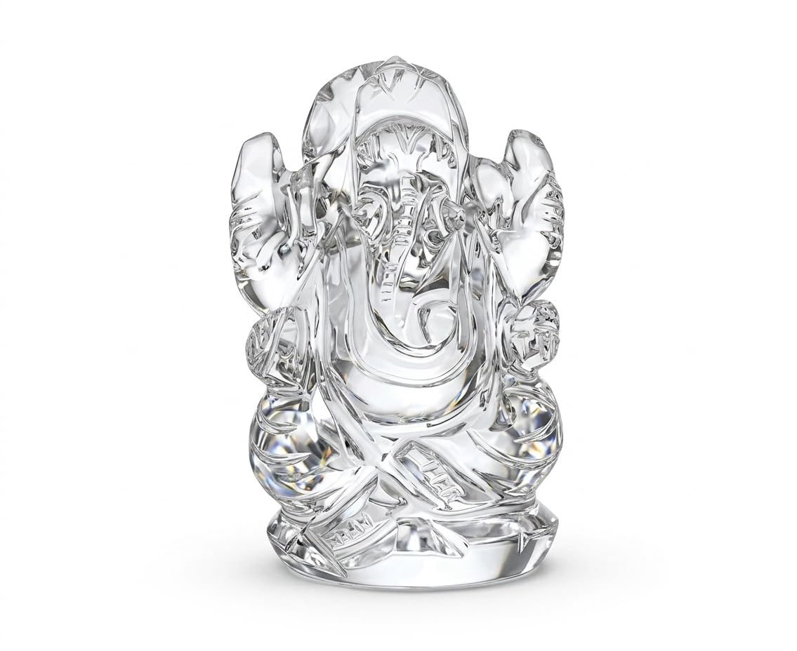 Myhealingworld Ganesha Statue Natural Crystal Quartz Gemstone Ganesha Statue Success and Good Luck Crystal Sculpture Pocket Size
