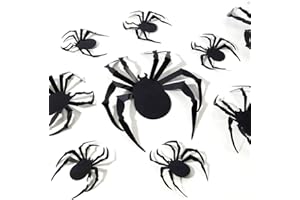 MENETOP Halloween Decorations Spider Stickers - 70pcs DIY 3D Home Party Supplies Plastic Spider Wall Decor 4 Different Sizes Realistic Horror Spider Set Suitable for Indoor Walls Windows Rooms Outdoor