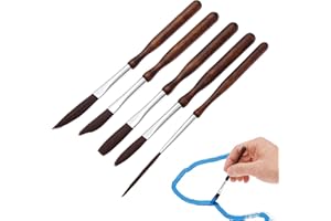 5 Pcs Pinstriping Brush, Dagger Flat Sword Long Cat's Tongue Threader Tip Fine, Superior Paint Absorption Pinstripe Brush Kit