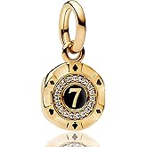 Doyafer 925 Sterling Silver Golden Lucky 7 Pendant Compatible with Women's Bracelet Necklace Pendant Gift for Friends