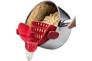 Original Kitchen Gizmo Strainer for Pots, Pans, and Bowls - Adjustable Silicone Clip on Colander - Snap N Strain Kitchen Gadg