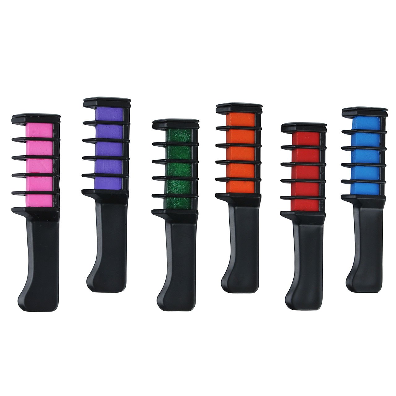 CCbeauty Hair Chalk Comb 6 Color Shimmer Long Lasting Temporary Hair Color Cream Washable Hair Dye Hair Chalk with Brush