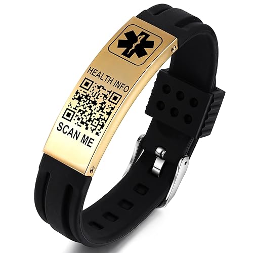 Theluckytag Medical Bracelets for Men Women with QR Code Medical