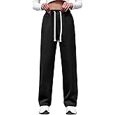 Wide Leg Jeans Woman Elastic Waist Baggy Drawstring Pull On Trouser Jeans High Waisted Stretchy Straight Leg Denim Pants