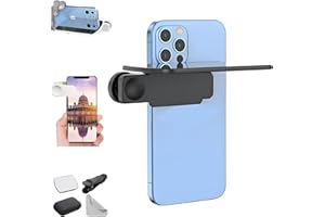 MUCPAD Mirror Reflection for iPhone, Smartphone Camera Mirror Reflection Clip Kit, HD Glass Mirrors for Phone to Use Back Camera, Portable Mirrors for iPhone Back Cameras Photography (Black)
