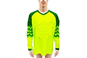 KKmeter Kids Boys Soccer Jersey Football Team Training Uniforms Gladiator Goalkeeper Padded Goalie Top Long Sleeve Shirt