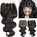 VRHOT 10 inch 3 Part Lace Closure Body Wave 4x4 Brazilian Virgin Human Hair 100% Unprocessed Three Part Lace Closure Natural Color 10'' for Black Women