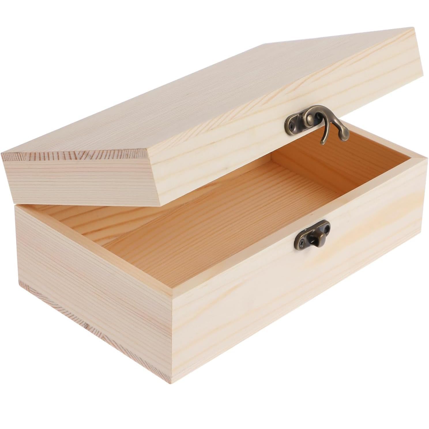 Wooden Memory Box Baby Chest Storage with Lid, 25 x 15 x 8 cm Jewelry Craft Gift for Toy Tools