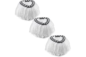 MXZONE Mop Replacement Heads Microfiber Spin Mop Refill, EasyWring Compatible, White, 3 Packs