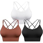 Sykooria 3 Pack Strappy Sports Bra for Women Sexy Crisscross for Yoga Running Athletic Gym Workout Fitness Tank Tops