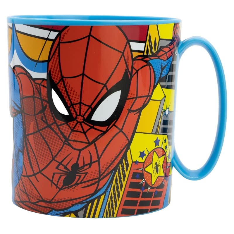 Golddunes Kids 2023 Character Licence Mug 350ML Drinking Re-Usable Plastic Cup Microwave Safe (Spiderman Midnight)