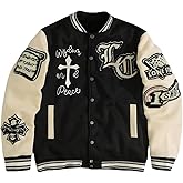 SOLY HUX Men's Letter Graphic Color Block Varsity Jacket Long Sleeve Y2k Streetwear Baseball Jacket