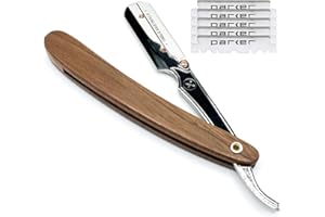 PARKER SAFETY RAZOR Parker SRDW Professional Shavette Razor – Walnut Wood Handle, Stainless Steel Arm & Clip Lock System for Secure Blade Fit, 5 Blades Included