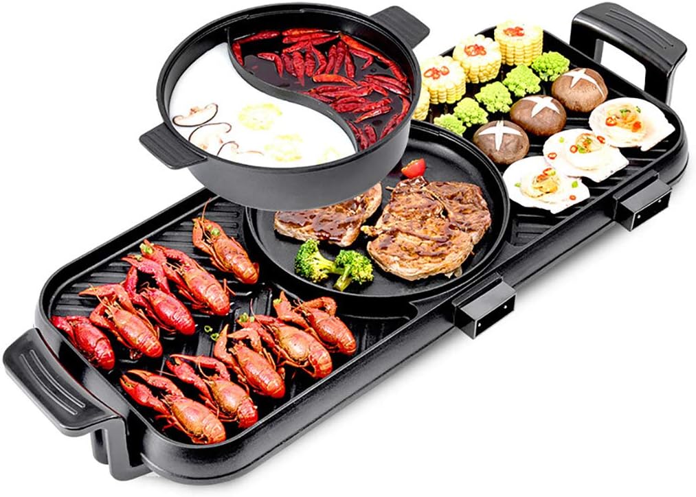 Review Electric Grill and Hot Pot, MultiFunction Electric Smokeless