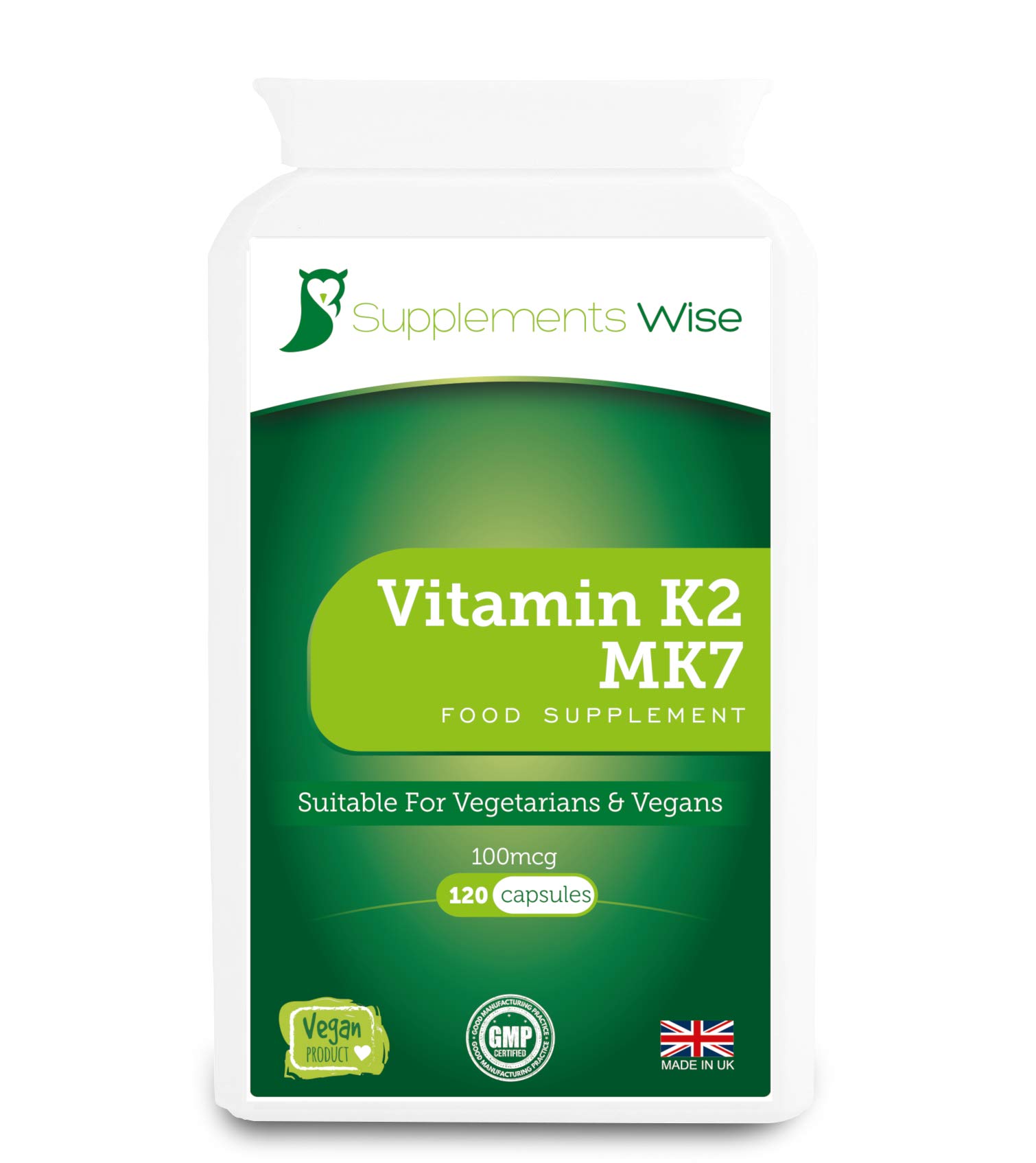 Vitamin K2 MK7 Capsules 120 x 100mcg Vitamin K Bone and Teeth