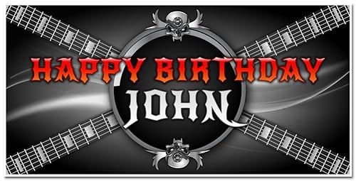 Amazon Com Rock Music Guitar Birthday Banner Personalized Party