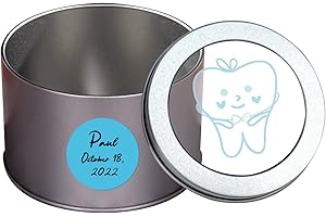1DFAUL Baby Tooth Box, Tooth Holders for Kids Keepsake, Metal Baby Tooth Box for Lost Teeth, First Tooth Fairy Box Gift for Storage & Presentation (Boy)
