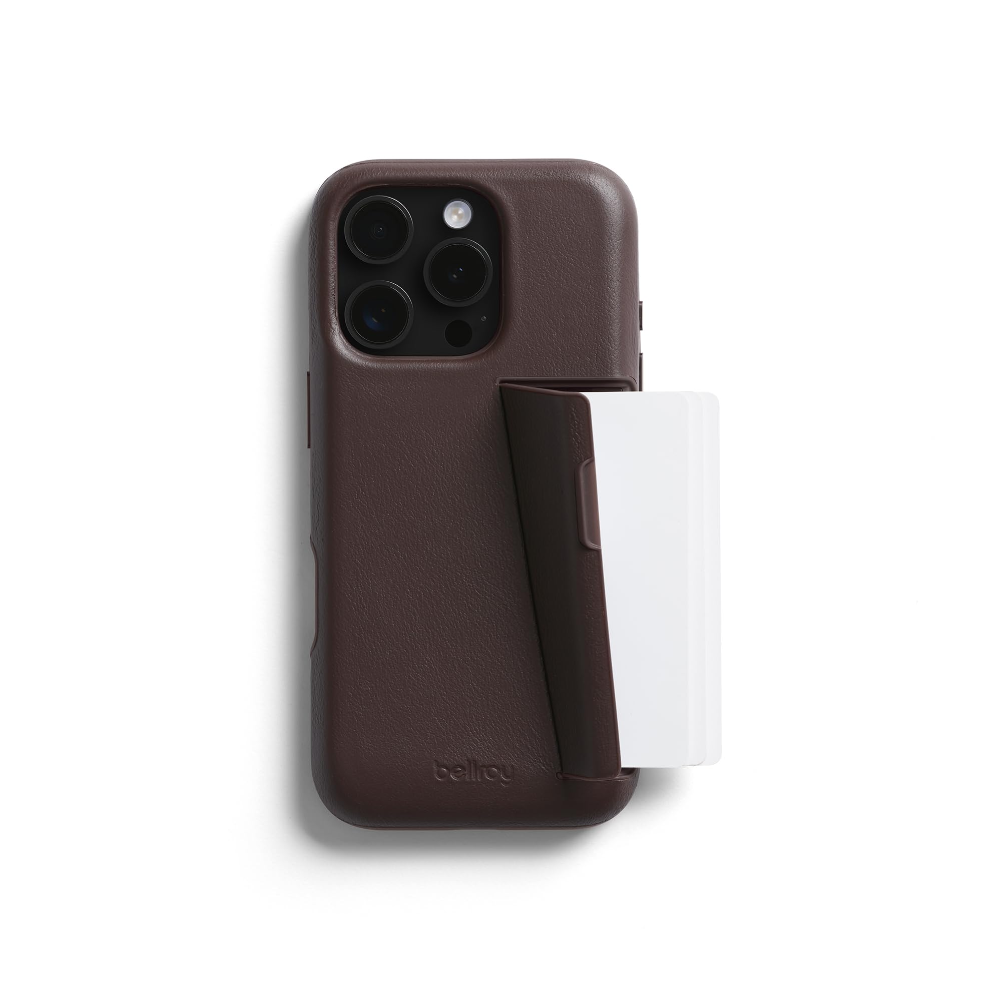 Bellroy Phone Case – 3 Card for iPhone 16 Pro (leather iPhone case, phone wallet) - Ganache