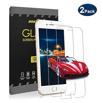 NONZERS Panzerglasfolie für iPhone 6S [2 Stück] 9H Härtegrad,Blasenfrei Einfache Montage, Anti-Öl,Kratzer,Staub und Anti-Fing
