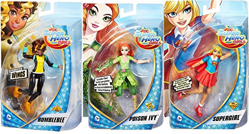DC Super Hero Girls 3-Pack Action Figures Supergirl with Cape / Poison Ivy with Vines & Bumblebee with Wings Super Hero Fun Set