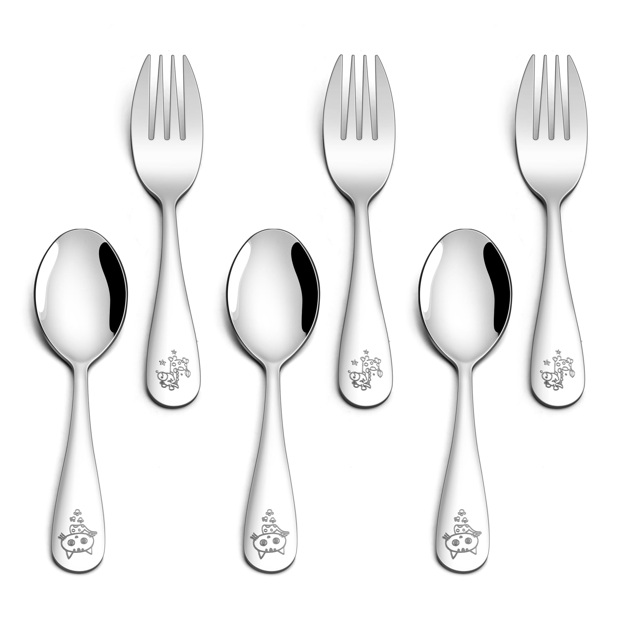 Photo 1 of E-far Toddler Utensils, 6-Piece Stainless Steel Little Kid Silverware Set, Metal Small Forks and Spoons Flatware for Self-Feeding, Children Safe & Rounded Edges, Non-toxic & Dishwasher Safe