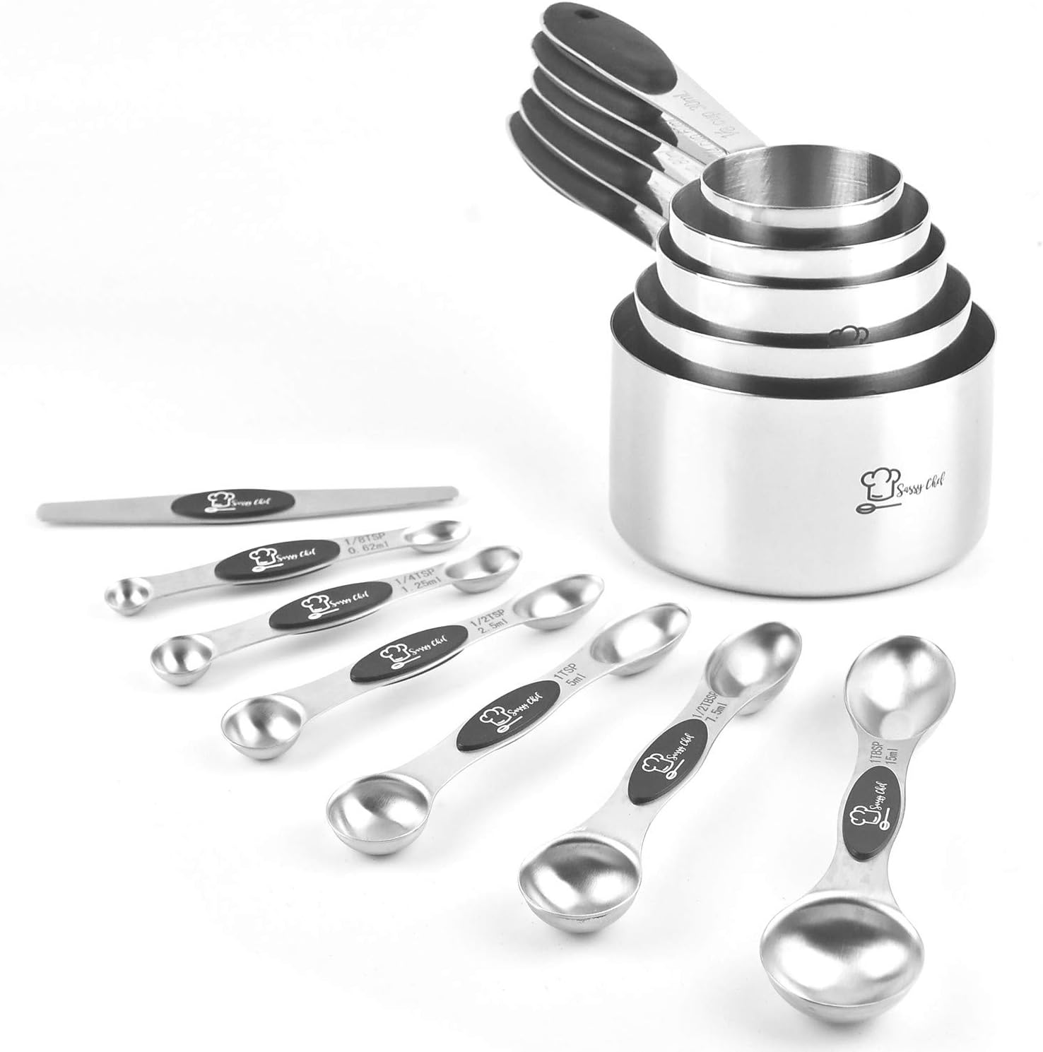 Stainless Steel Measuring Cups and Spoons Set Dual Sided