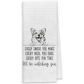 Dibor Corgi Kitchen Towels, Corgi Gifts Dish Towel Dishcloth, Funny Puppy Every Meal You Make Cloth Hand Tea Towels for Bathroom Kitchen, Dog Gifts for Dog Lovers, 16x24 Inches