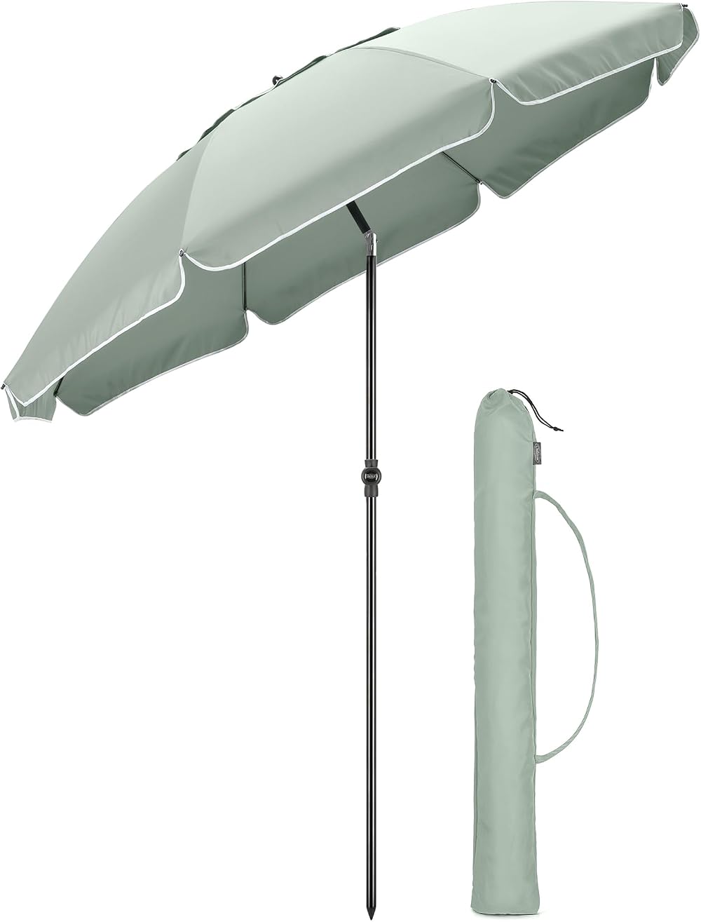 CHRISTOW Portable Beach Parasol Tilting Garden Sunshade Umbrella 2m Sage