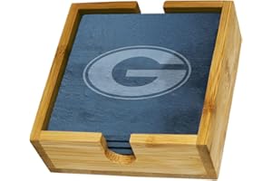 The Memory Company | Licensed NCAA 4-Pack Team Logo Slate Coaster Set with Wooden Holder