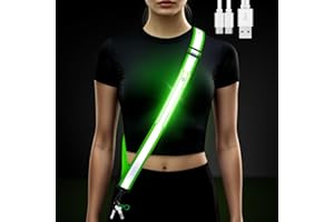 Hoeraonr LED Belt Reflective Sash for Walking at Night, High Visibility Reflective Running Gear Night Walking Safety Gear LED Light Up Running Belt Reflective Gear for Runners Walkers Men Women