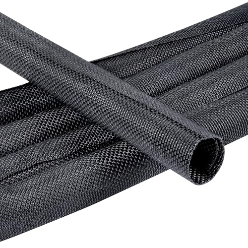 Black Braided Cable Management Sleeves Wire Loom
