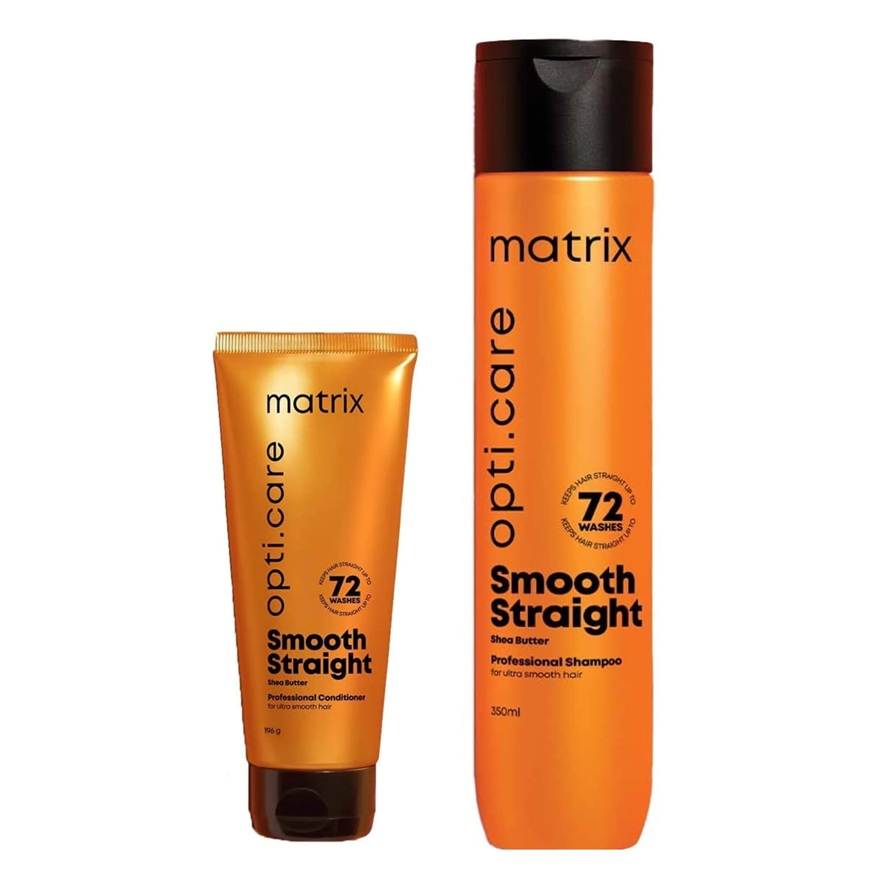 Matrix OptiCare Smooth Straight Shampoo (350ml) and Conditioner (196gm) Combo Set for Dry Damaged Hair, Sulphate Free Shampoo and Conditioner with Shea Butter and Vitamin E Extracts, Pack of 2