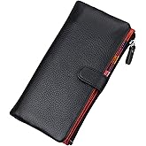 Vyrnox Women's Genuine Leather Wallet with RFID Protection Credit Card Holder and Coin Pocket Compact Purse (Black)
