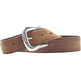 ARIAT Men's Distressed Leather Belt with Perforated Edge Design