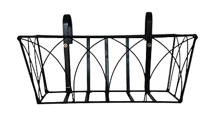 Railing Rectangular Planter Metal for Pots Black (18.5 L x 9.5 W x 7.5 H) - Minerva Naturals