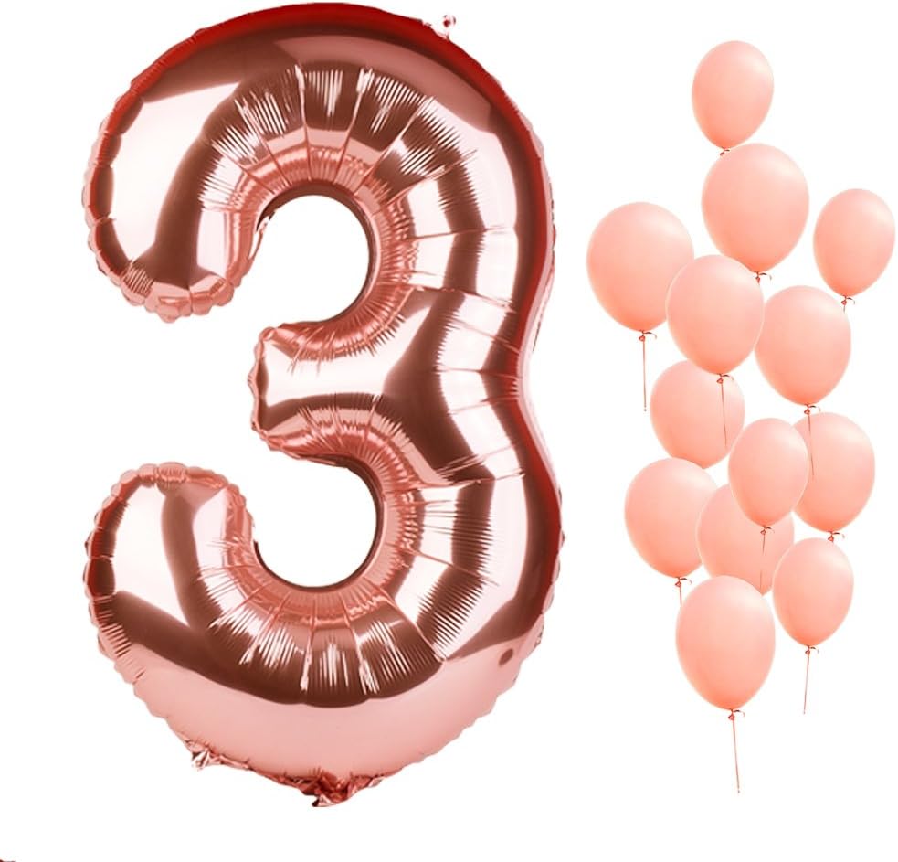 Sepco 40" Rose Gold Foil Mylar Number Balloons Birthday Party Wedding Decoration Helium Digit Balloons-Number 3