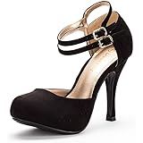 DREAM PAIRS OFFICE-02 Women's Classy Mary Jane Double Ankle Strap Almond Toe High Heel Pumps New