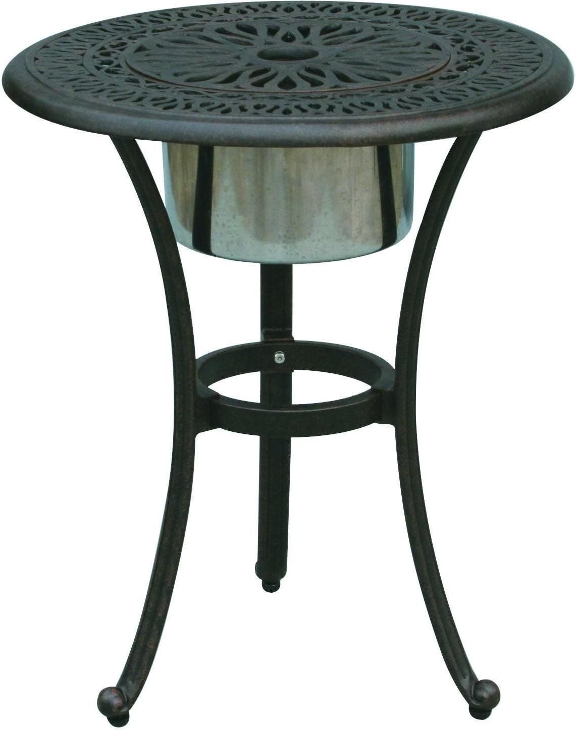 outdoor aluminum table on Amazon Com Cast Aluminum Ice Bucket Insert Round End Table 21 Di X 25 H Desert Bronze Outdoor Furniture Kitchen Dining