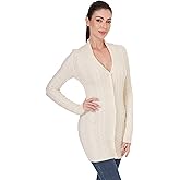 AmélieBoutik Women Fall Long Sleeve Cable Knit Sweater Open Front Cardigan Button Fit Outerwear