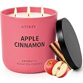 KTFKTF Apple Cinnamon Scented Candle, 14.1oz Soy 3 Wick Jar Candle | 80H Long Lasting Burn, Non-Toxic Candle, Aromatherapy for Relaxation, Stress Relief, Birthday &amp; Holiday Gifts for Women