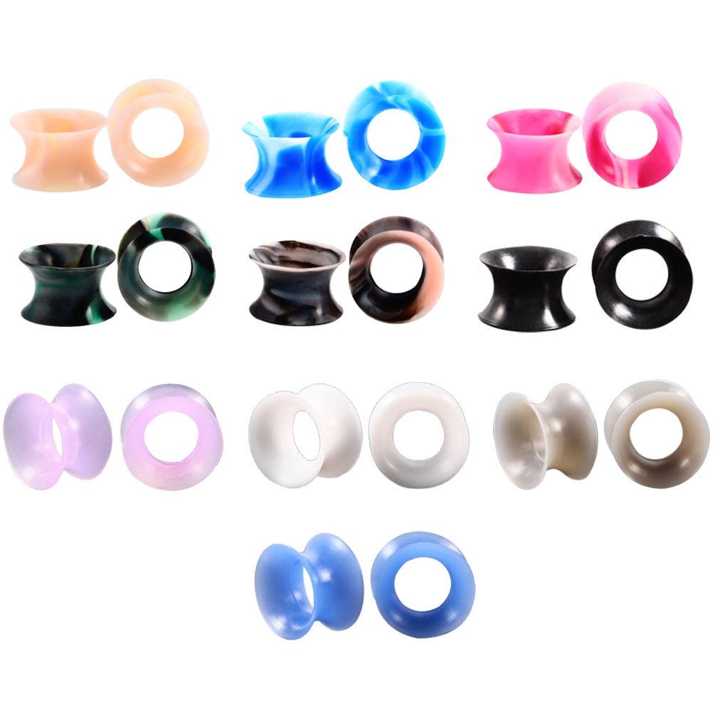 BOOM Silicone Ear Tunnels Flesh Tunnels 20Pcs Stretchers Plugs for Men/Women Gauges Kit Ultra Thin Body Piercing 2ga-5/8(6mm-20mm)
