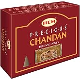 HEM Precious Chandan Incense Cones Pack of 120 | Natural Sandalwood Aroma for Positivity &amp; Air Purifier | Pure House, Wood Powder | Home Essential, Aromatherapy Incense for Stress Relief &amp; Cleansing