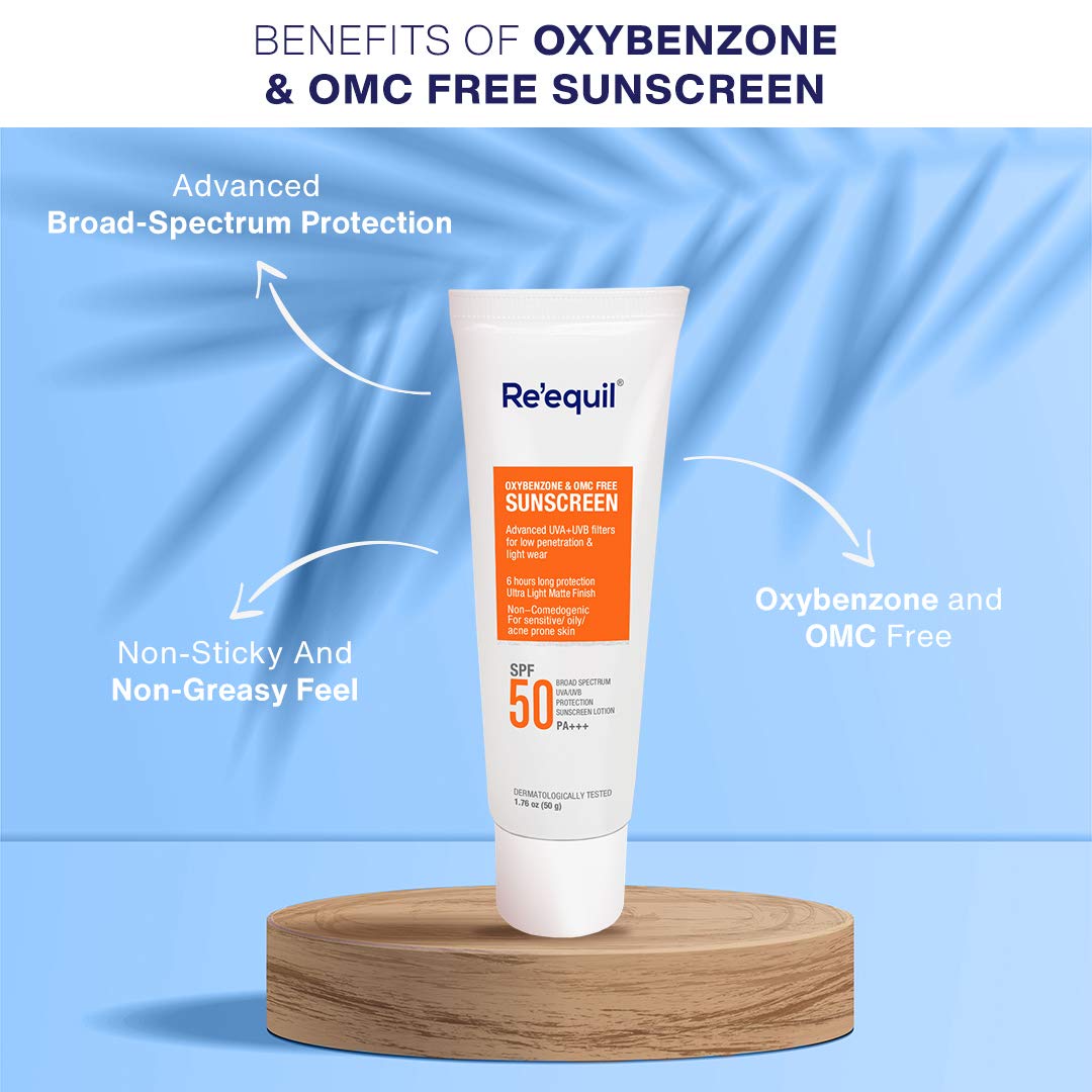RE' EQUIL Oxybenzone and OMC Free Sunscreen For Oily, Sensitive & Acne