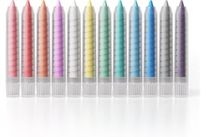 NewFamily 12-Color Dustless Chalk for Kids with Protective Holders, Washable & Non-Toxic, Smooth Writing & Easy to Erase for Chalkboard, Indoor & Outdoor Use