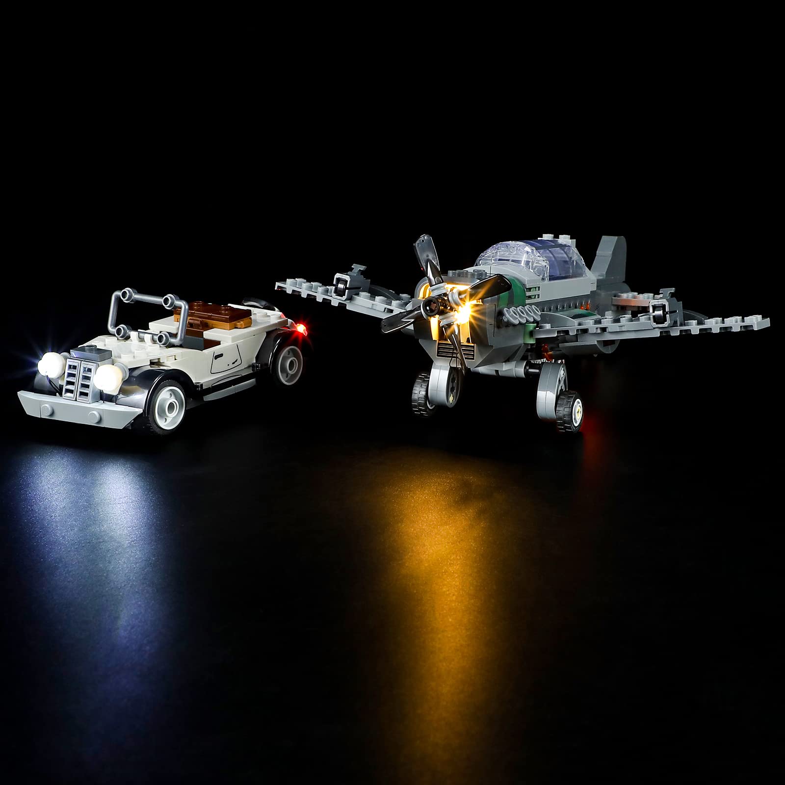 GEAMENT LED Light Kit Compatible with LEGO Fighter Plane Chase - for Indiana Jones 77012 Model (Building Set Not Included)