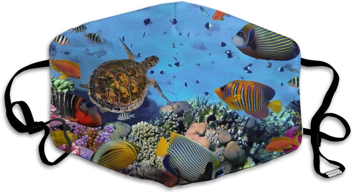 Colorful Coral Reef Sea Turtle Fish Mouth Mask Face Mask For Men And Women Anti Pollution Half Face Mask Washable Reusable Muffle Mask For Running Cycling Camping Travel