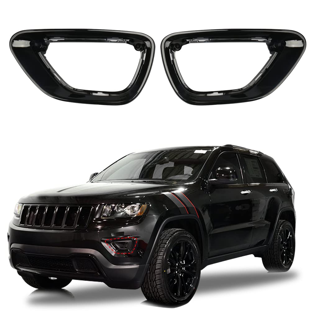 Photo 1 of sportuli Black Front Fog Light Cover Fog Lamp Trim Replace for 2014-2016 Jeep Grand Cherokee (2014-2016)